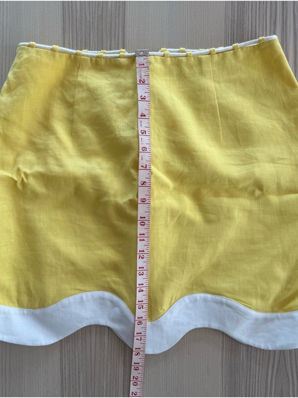 STAUD Yellow and White Mini Skirt